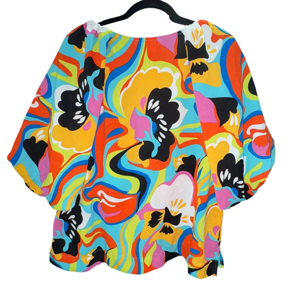 UMGEE puff sleeve lightweight colorful spring top blouse! SZ LG NWOT‎
